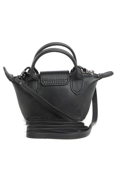 Shop Longchamp Le Pliage Cuir Nano Crossbody Bag In Black
