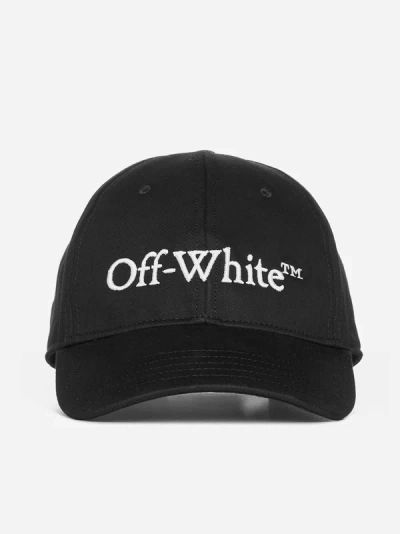 Shop Off-white Logo Cotton Baseball Cap In Black,white