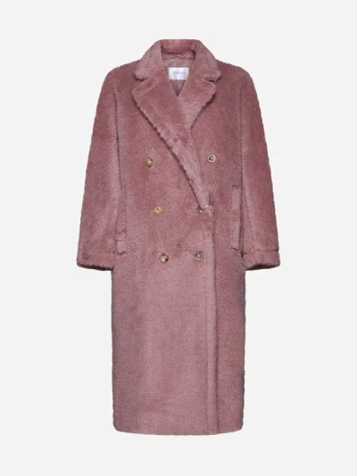 Shop Max Mara Zitto Alpaca-blend Teddy Coat In Pink