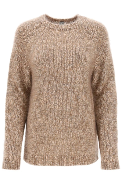 Shop Totême Melange Effect Sweater In Beige