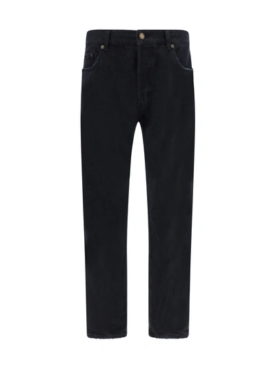 Shop Saint Laurent Relaxed Straight Jeans In Neo Carbon Black