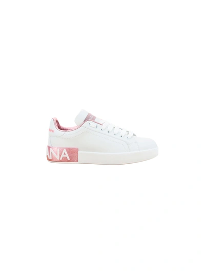 Shop Dolce & Gabbana Sneakers In Bianco/rosa