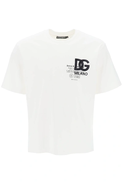 Shop Dolce & Gabbana T Shirt With Embroidery And Prints In White