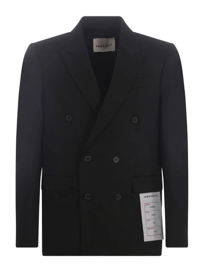 Shop Amaranto Amaránto Double-breasted Jacket In Black