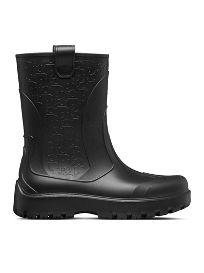 Shop Dior Garden Boot Rubber Oblique In Black