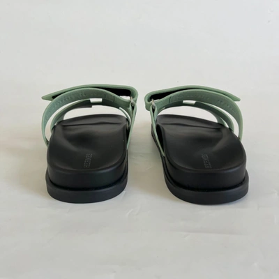 Pre-owned Hermes Hermès Chypre Vert Jade Epsom Leather Sandals, 40