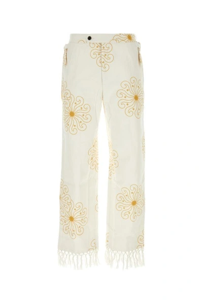 Shop Bode Man Embroidered Cotton Soleil Pant In Multicolor