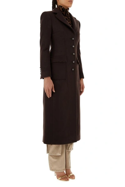 Shop Dolce & Gabbana Woman Chocolate Wool Blend Coat In Brown