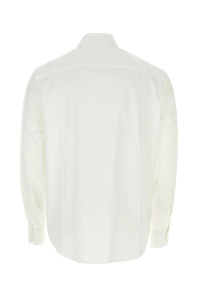 Shop Versace Man White Poplin Shirt