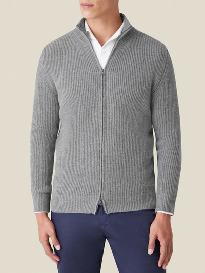 Shop Luca Faloni Dolomiti Grey Chunky Knit Cashmere Zip Cardigan