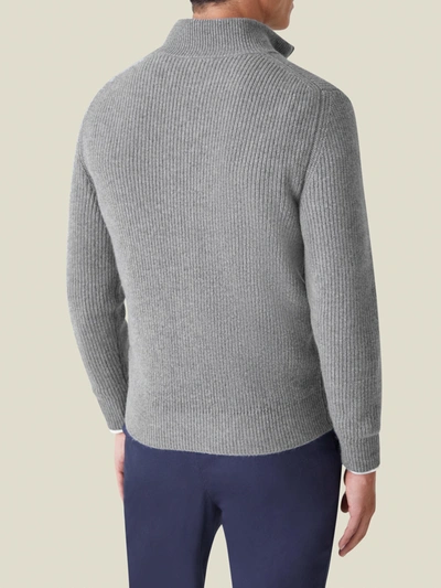 Shop Luca Faloni Dolomiti Grey Chunky Knit Cashmere Zip Cardigan