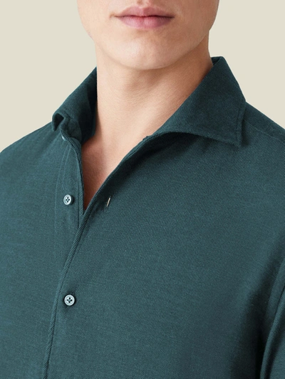 Shop Luca Faloni Forest Green Cashmere-cotton Shirt In Dark Green