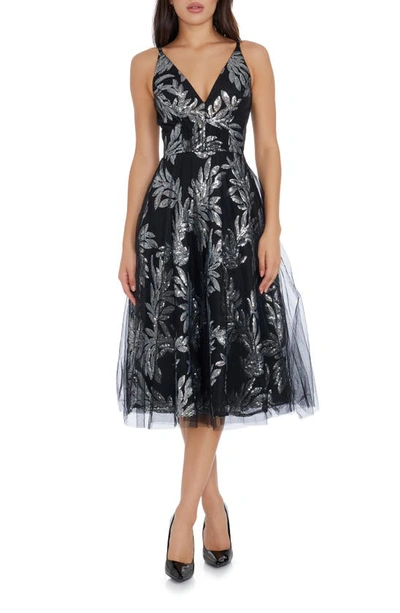 Dress The Population Courtney Sequin Lace Cocktail Dress In Silver Multi |  ModeSens