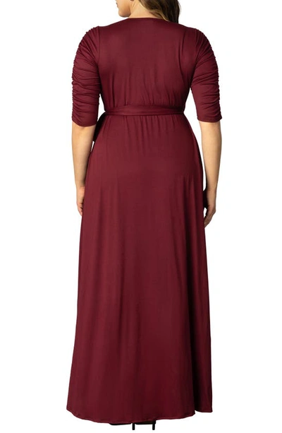 Shop Kiyonna Meadow Dream Wrap Maxi Dress In Burgundy
