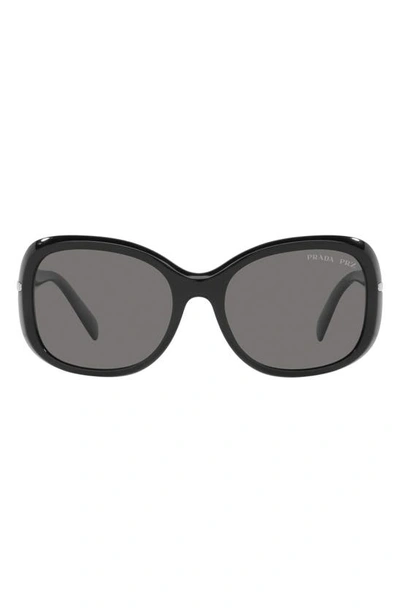 Shop Prada 57mm Polarized Rectangular Sunglasses In Black