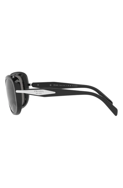 Prada 57mm Polarized Rectangular Sunglasses In Black