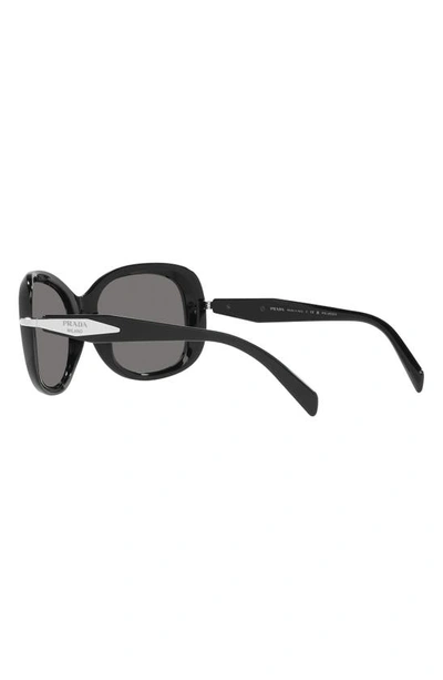 Prada 57mm Polarized Rectangular Sunglasses In Black