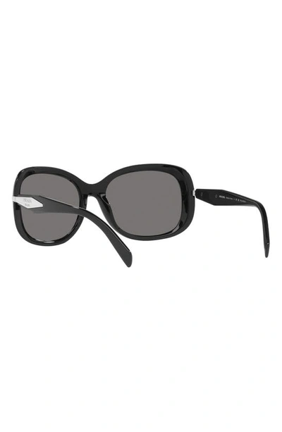Prada 57mm Polarized Rectangular Sunglasses In Black