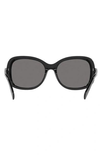 Prada 57mm Polarized Rectangular Sunglasses In Black