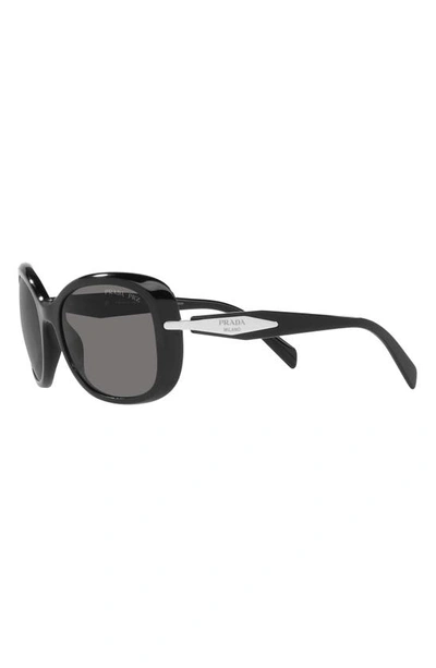 Prada 57mm Polarized Rectangular Sunglasses In Black