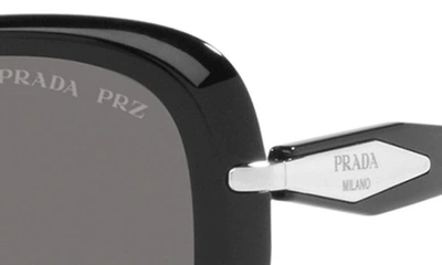 Prada 57mm Polarized Rectangular Sunglasses In Black