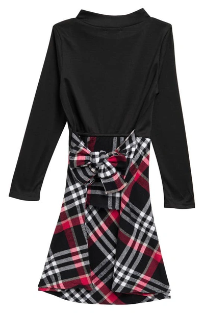 Ava & Yelly Kids' Ponté Plaid Skirt Dress In Black