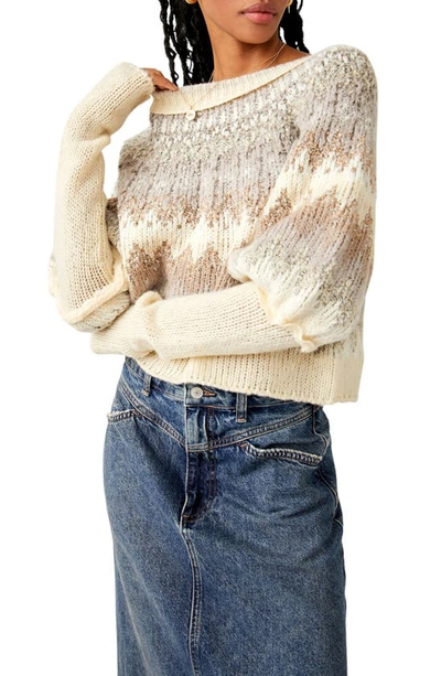 Shop Free People Home For The Holidays Juliet Sleeve Sweater In Shades Of Cream Como