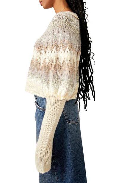Shop Free People Home For The Holidays Juliet Sleeve Sweater In Shades Of Cream Como