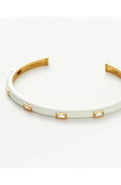 Shop Missoma Cubic Zirconia Enamel Cuff Bracelet In Ivory/ Gold
