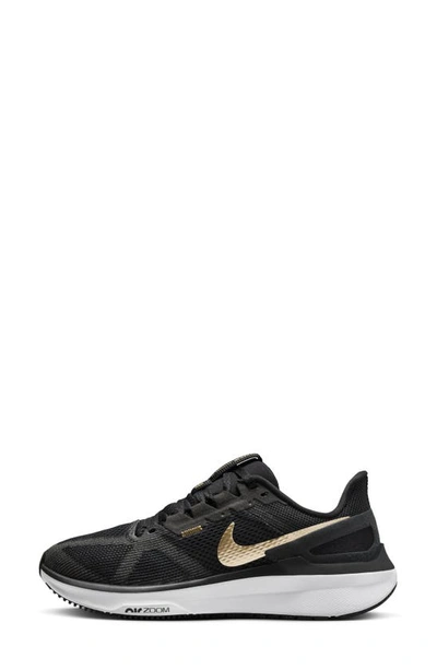 Shop Nike Air Zoom Structure 25 Road Running Shoe In Black/ Gold/ White/ Grey