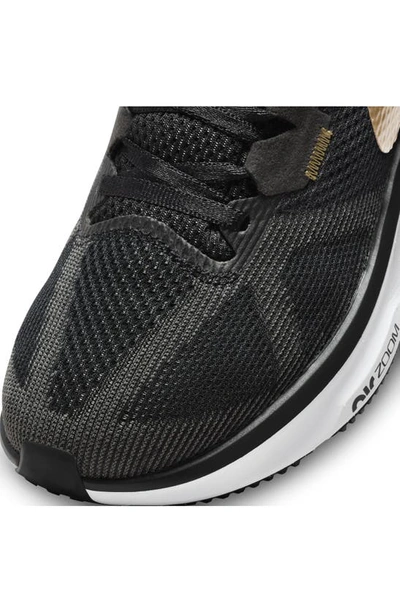 Nike Air Zoom Structure 25 Road Running Shoe In Black/ Gold/ White/ Grey