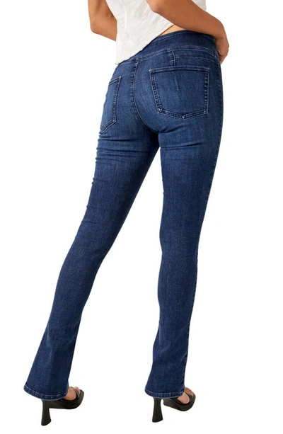 Shop Free People Double Dutch Pull-on Slit Hem Jeans In Blue Muse