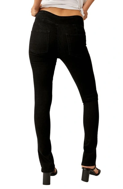 Shop Free People Double Dutch Pull-on Slit Hem Jeans In Licorice