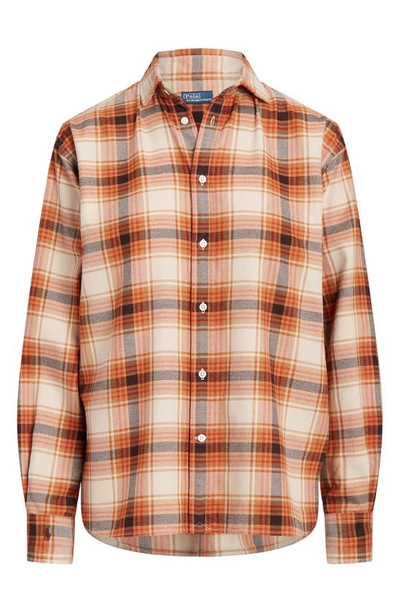 Shop Ralph Lauren Plaid Cotton Twill Button-up Shirt In Tan Multi Plaid