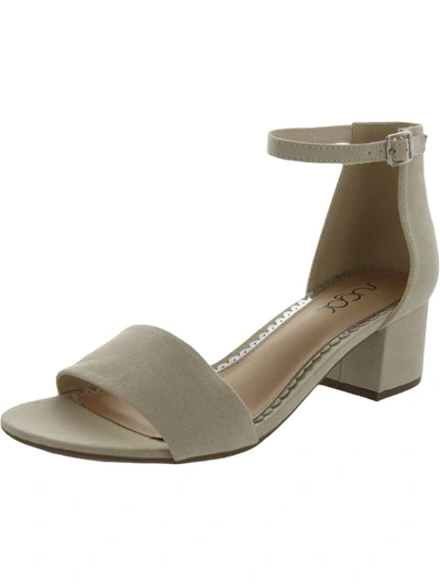 Shop Sugar Noelle Low Womens Ankle Strap Manmade Heel Sandals In Grey