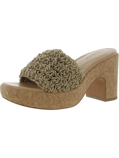Shop Vince Nicki Croche Womens Open Toe Slip On Platform Sandals In Brown