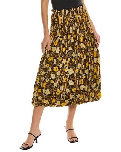 Shop Rebecca Taylor Daphne Fleur Mesh Skirt In Yellow