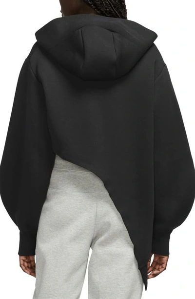 Shop Nike Sportswear Tech Fleece Oversize Asymmetric Hoodie In Black/ Black