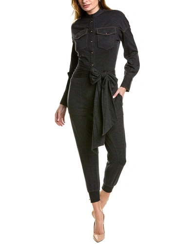 Shop Brunello Cucinelli Wool-blend Jumpsuit In Black