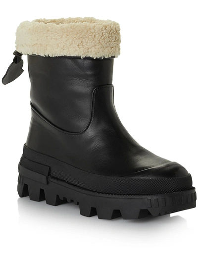 Shop Moncler Moscova Womens Leather Cold Ankle Boots In Black
