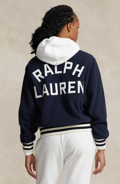 Polo Ralph Lauren Rl-logo Reversible Bomber Jacket In Hunter Navy