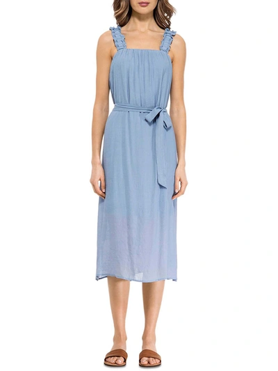 Shop B Collection By Bobeau Womens Printed Calf Midi Dress In Blue