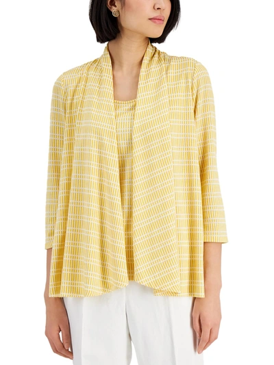 Shop Kasper Womens Open Front Layering Cardigan Sweater In Yellow