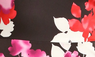 Shop Maggy London Floral Funnel Neck Asymmetric Hem Dress In Black/ Phlox Pink