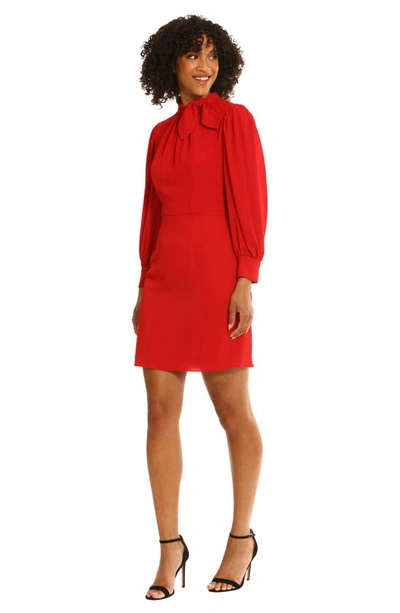 Shop Maggy London Long Sleeve Sheath Dress In Equestrian Red