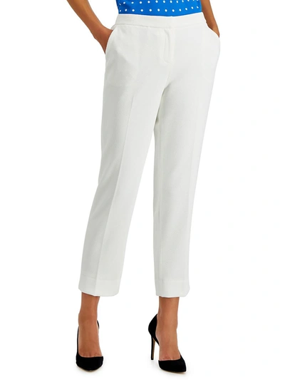 Shop Kasper Womens Mid Rise Textured Straight Leg Pants In White