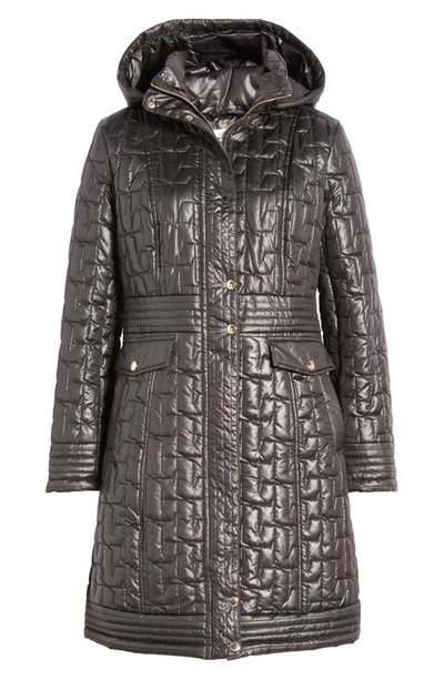 Shop Via Spiga Quilted Hooded Coat In Black