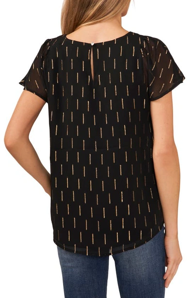 Cece Flutter Sleeve Blouse In Rich Black