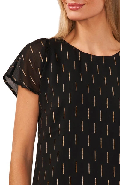 Cece Flutter Sleeve Blouse In Rich Black