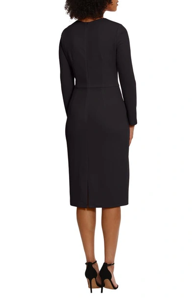 Maggy London Gathered Empire Waist Long Sleeve Dress In Black
